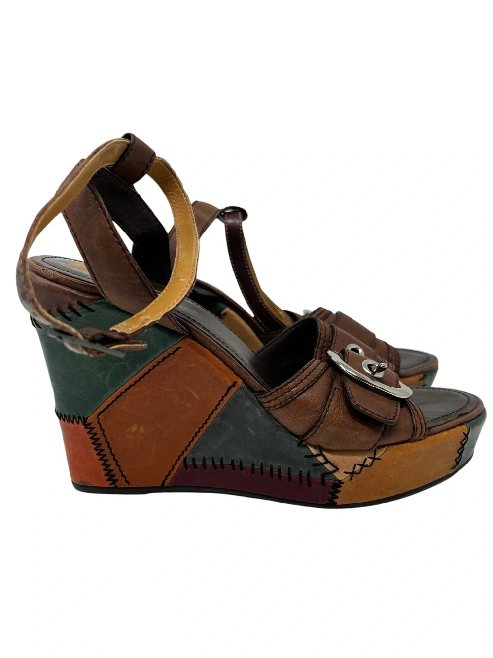 Coach Stylish Multi-Color Leather Wedge Sandals